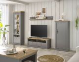 Kommode Rideau in grau und Artisan Eiche Landhaus Highboard 68 x 142 cm