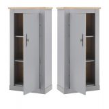 Kommode Rideau in grau und Artisan Eiche Landhaus Highboard 68 x 142 cm