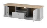 TV-Lowboard Rideau in grau und Artisan Eiche Landhaus TV Unterteil 155 x 48 cm