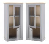 Vitrine Rideau in grau und Artisan Eiche Landhaus Vitrinenschrank 68 x 142 cm