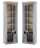 Vitrine Rideau in grau und Artisan Eiche Landhaus Vitrinenschrank 71 x 201 cm