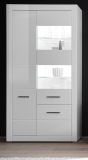Vitrine Carrara in wei Hochglanz Wohn- und Esszimmer Vitrinenschrank 100 x 198 cm