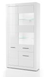 Vitrine Carrara in wei Hochglanz Wohn- und Esszimmer Vitrinenschrank 100 x 198 cm