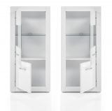 Vitrine Carrara in wei Hochglanz Wohn- und Esszimmer Vitrinenschrank halbhoch 65 x 142 cm