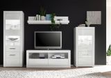 Wohnwand Carrara in wei Hochglanz Wohnkombination 4-teilig 300 x 198 cm