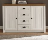 Sideboard Seyne in wei Pinie und Eiche hell Landhaus Kommode 130 x 88 cm