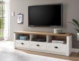 TV-Lowboard Seyne in wei Pinie und Eiche hell Landhaus TV Unterteil 160 x 47 cm