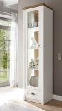 Vitrine Seyne in wei Pinie und Eiche hell Landhaus Vitrinenschrank 50 x 198 cm