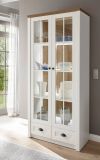 Vitrine Seyne in wei Pinie und Eiche hell Landhaus Vitrinenschrank 90 x 198 cm