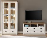 Wohnwand Seyne in wei Pinie und Eiche hell Landhaus Wohnkombination 2-teilig 240 x 198 cm