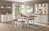Wohnwand Seyne in wei Pinie und Eiche hell Landhaus Wohnkombination 4-teilig 300 x 198 cm