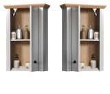 Badezimmer Hngeschrank Landside in grau und Eiche Artisan Landhaus Badschrank hngend 46 x 73 cm