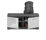 Garderobe Sitzbank Scout in wei Hochglanz und Rauchsilber grau Garderobenbank 90 x 44 cm