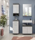 Badezimmer Hngeschrank Scout in wei Hochglanz und Rauchsilber grau Badschrank 37 x 79 cm