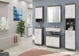 Badezimmer Hngeschrank Scout in wei Hochglanz und Rauchsilber grau Badschrank 37 x 79 cm