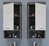 Badezimmer Hngeschrank Scout in wei Hochglanz und Rauchsilber grau Badschrank 37 x 79 cm