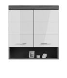 Badezimmer Hngeschrank Scout in wei Hochglanz und Rauchsilber grau Badschrank 74 x 79 cm