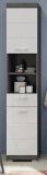 Badezimmer Hochschrank Scout in wei Hochglanz und Rauchsilber grau Badschrank 37 x 191 cm