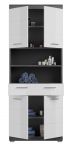 Badezimmer Hochschrank Scout in wei Hochglanz und Rauchsilber grau Badschrank 74 x 191 cm