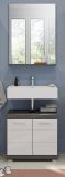 Badmbel Set 2-teilig Scout in wei Hochglanz und Rauchsilber grau mit Waschbeckenunterschrank und Badspiegel 60 cm