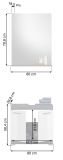 Badmbel Set 2-teilig Scout in wei Hochglanz und Rauchsilber grau mit Waschbeckenunterschrank und Badspiegel 60 cm