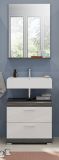 Badmbel Set 2-teilig Scout in wei Hochglanz und Rauchsilber grau mit Waschbeckenunterschrank und Badspiegel 60 cm