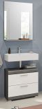 Badmbel Set 2-teilig Scout in wei Hochglanz und Rauchsilber grau mit Waschbeckenunterschrank und Badspiegel 60 cm