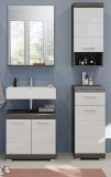 Badmbel Set 4-teilig Scout in wei Hochglanz und Rauchsilber grau Badkombination 112 x 191 cm