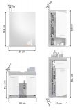 Badmbel Set 4-teilig Scout in wei Hochglanz und Rauchsilber grau Badkombination 112 x 191 cm