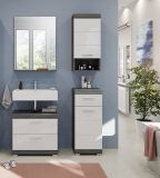 Badmbel Set 4-teilig Scout in wei Hochglanz und Rauchsilber grau Badkombination 112 x 191 cm