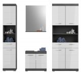 Badmbel Set 4-teilig Scout in wei Hochglanz und Rauchsilber grau Badkombination 186 x 191 cm