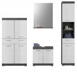 Badmbel Set 4-teilig Scout in wei Hochglanz und Rauchsilber grau Badkombination 186 x 191 cm