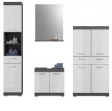 Badmbel Set 4-teilig Scout in wei Hochglanz und Rauchsilber grau Badkombination 186 x 191 cm