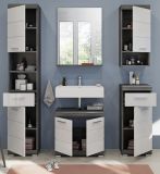 Badmbel Set 5-teilig Scout in wei Hochglanz und Rauchsilber grau Badkombination 164 x 191 cm