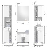 Badmbel Set 5-teilig Scout in wei Hochglanz und Rauchsilber grau Badkombination 164 x 191 cm