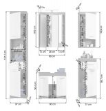 Badmbel Set 5-teilig Scout in wei Hochglanz und Rauchsilber grau Badkombination 164 x 191 cm