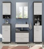 Badmbel Set 5-teilig Scout in wei Hochglanz und Rauchsilber grau Badkombination 164 x 191 cm