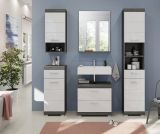 Waschbeckenunterschrank Scout in wei Hochglanz und Rauchsilber grau Badezimmer Unterschrank 60 x 56 cm