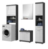 Waschmaschinenschrank Scout in wei Hochglanz und Rauchsilber grau Waschmaschinen berbau 63 x 191 cm