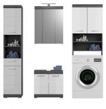 Waschmaschinenschrank Scout in wei Hochglanz und Rauchsilber grau Waschmaschinen berbau 63 x 191 cm