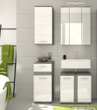 Badezimmer Hngeschrank Blake in wei Hochglanz und Rauchsilber grau Badschrank 35 x 77 cm