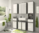 Badezimmer Hngeschrank Blake in wei Hochglanz und Rauchsilber grau Badschrank 35 x 77 cm