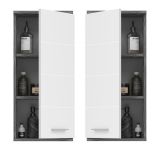 Badezimmer Hngeschrank Blake in wei Hochglanz und Rauchsilber grau Badschrank 35 x 77 cm