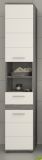 Badezimmer Hochschrank Blake in wei Hochglanz und Rauchsilber grau Badschrank 35 x 191 cm