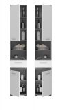 Badezimmer Hochschrank Blake in wei Hochglanz und Rauchsilber grau Badschrank 35 x 191 cm