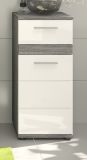 Badezimmer Kommode Blake in wei Hochglanz und Rauchsilber grau Badschrank 35 x 79 cm
