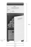 Badezimmer Kommode Blake in wei Hochglanz und Rauchsilber grau Badschrank 35 x 79 cm