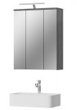 Badezimmer Spiegelschrank Blake in Rauchsilber grau Badschrank 3-trig 60 x 77 cm