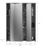 Badezimmer Spiegelschrank Blake in Rauchsilber grau Badschrank 3-trig 60 x 77 cm