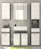 Badmbel Set 5-teilig Blake in wei Hochglanz und Rauchsilber grau Badkombination 164 x 191 cm